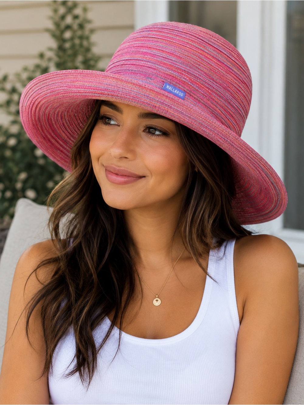 Wallaroo Hat Company Sydney Sun Hat Pink Purple Striped Packable Wide Brim